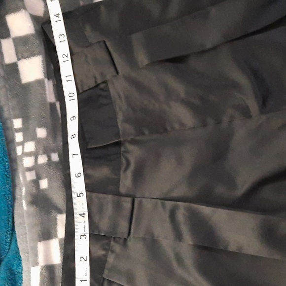 DKNY Black Satin Look Wide Pleat Slit Pockets Tuxedo Wide Leg Pants Size 4 - Picture 4 of 9